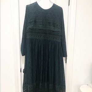 ASOS lace emerald green midi dress